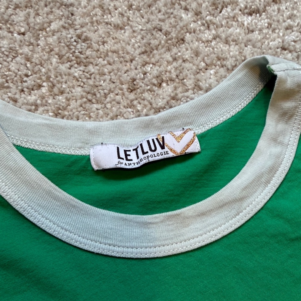Anthropologie Green Heart Tee Small - Picture 3 of 6